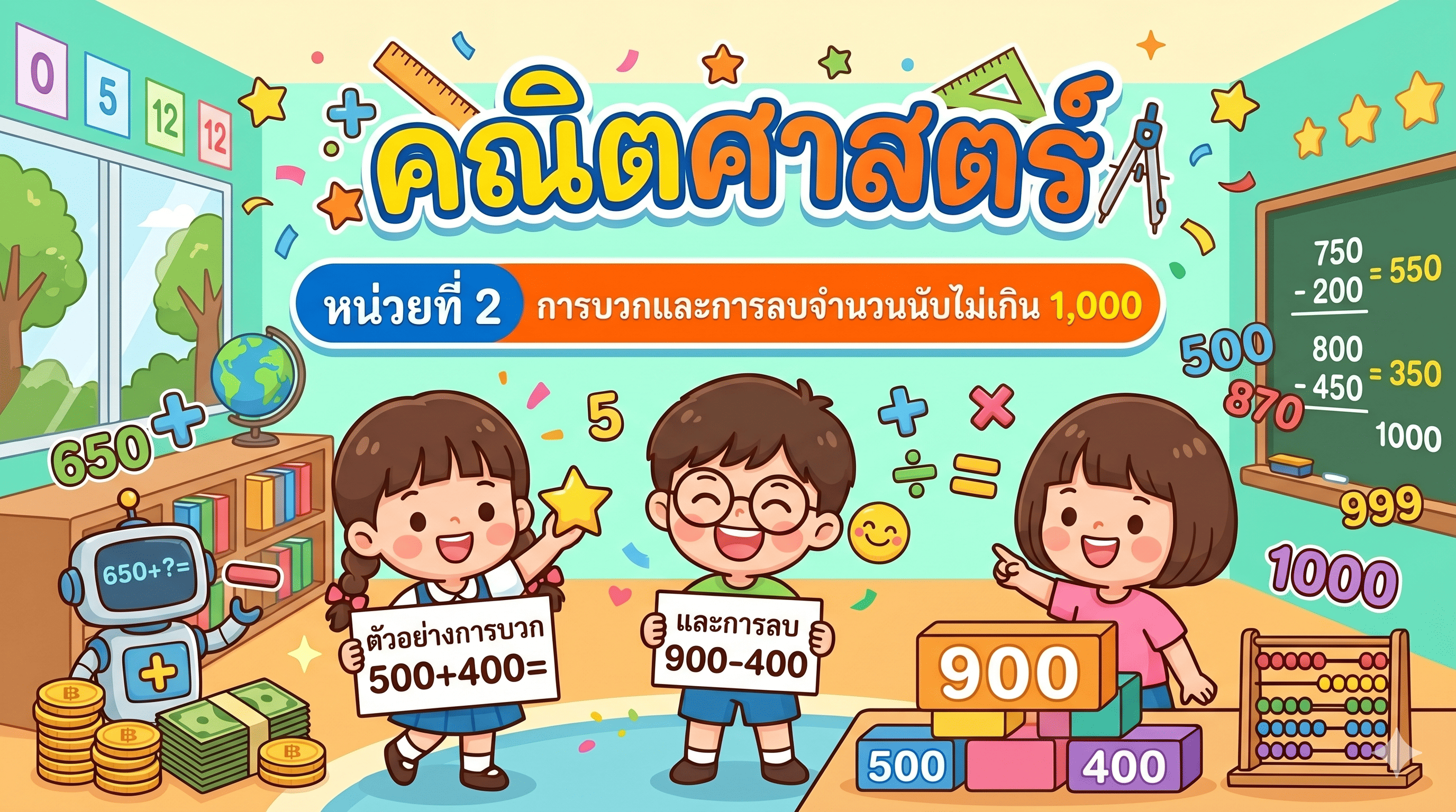 หน่วยการเรียนรู้ที่ 2 : การบวกและการลบจำนวนนับไม่เกิน 1,000