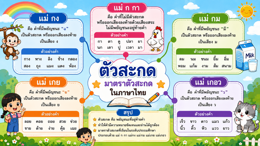 หน่วยการเรียนรู้ที่ 1 : แม่ ก กา แม่กง แม่กม แม่เกย แม่เกอว